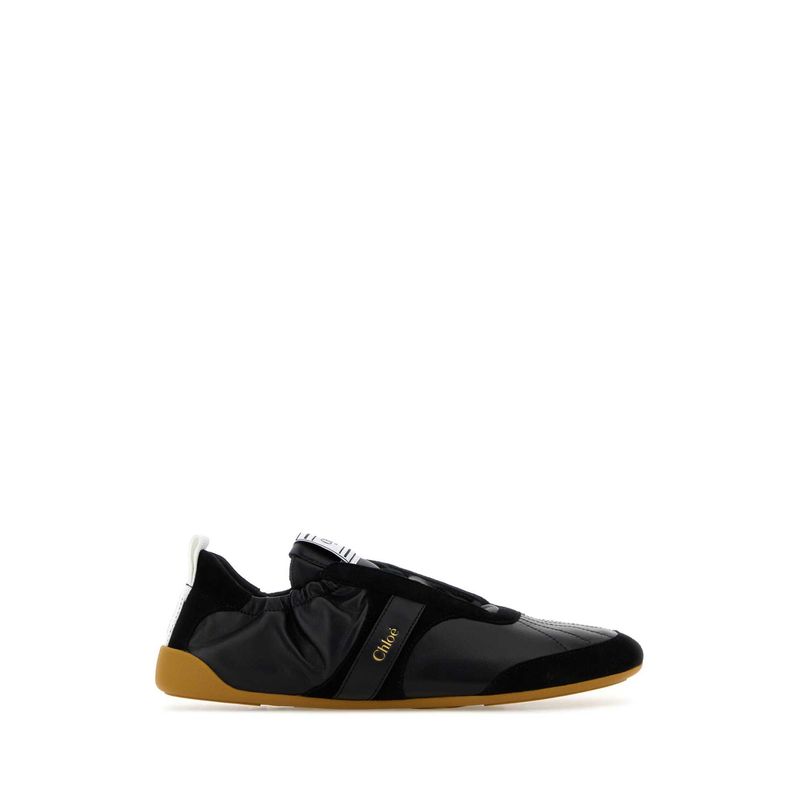 Chloe Women Black Leather Chlo Kick Sneakers
